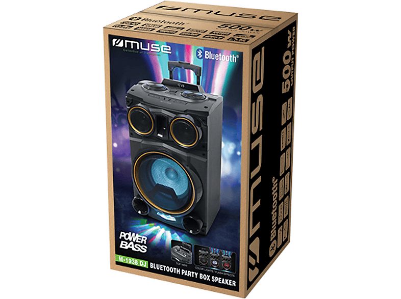Altavoces con Karaoke para Fiestas - MUSE Muse M1938-DJ Negro / Altavoz de fiestas & karaoke, 1Watt, 1 canales, Bluetooth, Negro — foto 3