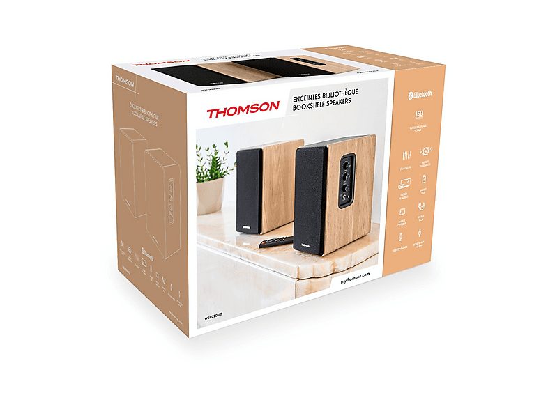 Altavoces de estantería - THOMSON WS902DUO, 150 W, Bluetooth, Madera / Negro — foto 7