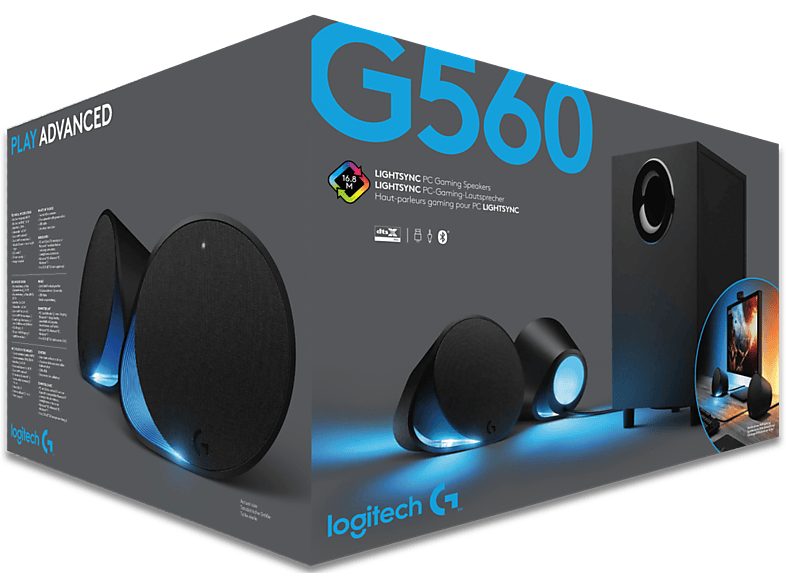 Altavoces gaming - Logitech G560, Bluetooth, RGB Lightsync, Sistema de altavoces 2.1, 240V, Control de graves, Personalizable, Negro — foto 26