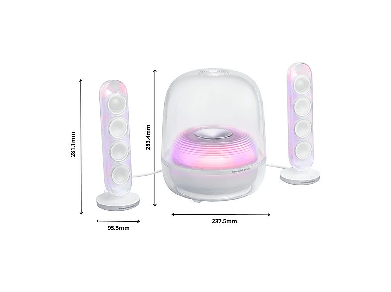 Altavoz bluetooth - Harman Kardon SoundSticks 5, 190W RMS, Bluetooth, Conectividad HDMI ARC, Blanco — foto 2