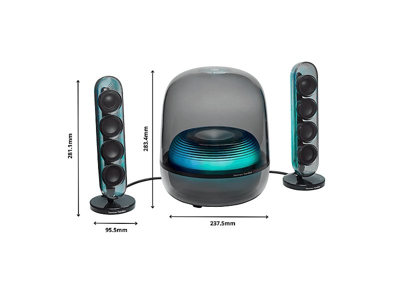 Altavoz bluetooth - Harman Kardon SoundSticks 5, 190W RMS, Bluetooth, Conectividad HDMI ARC, Negro — foto 2
