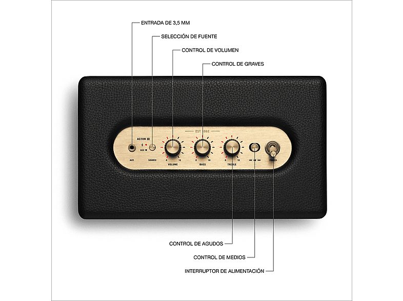 Altavoz bluetooth - Marshall Acton III, 30 W, Bluetooth 5.2, Negro — foto 3