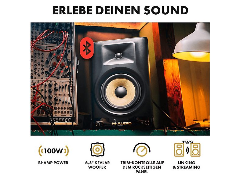 Altavoz de estantería - M-AUDIO FORTYSIXTYXEU, 100 W, 2 vías canales, Bluetooth, Negro — foto 5