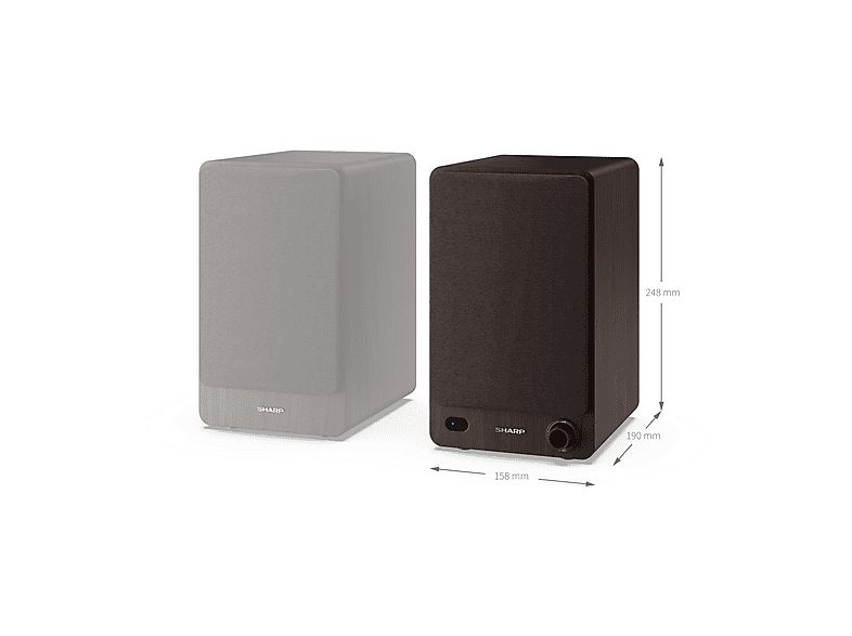 Altavoz de estantería - SHARP CP-SS30, 60 W, 2.0 canales, Bluetooth, Marrón — foto 3