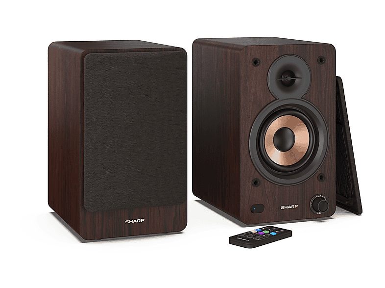 Altavoz de estantería - SHARP CP-SS30, 60 W, 2.0 canales, Bluetooth, Marrón — foto 8