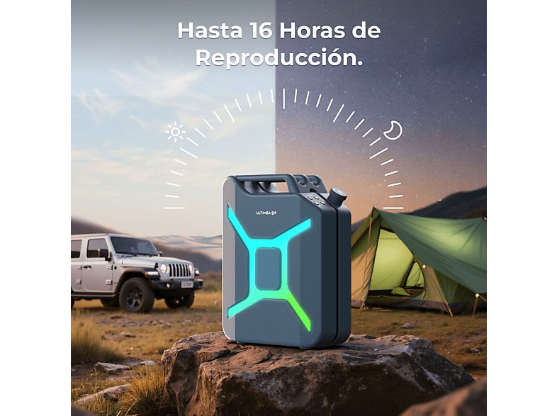 Altavoz de gran potencia  - Go - Con Iluminación RGB, Resistente Salpicaduras, Portátil ULTIMEA, Azul — foto 6