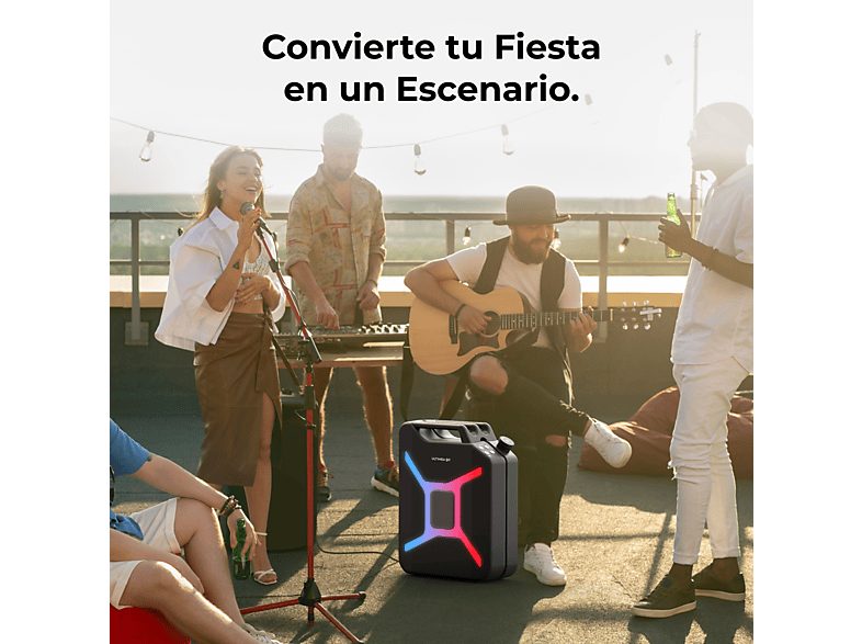 Altavoz de gran potencia  - Go - Con Iluminación RGB, Resistente Salpicaduras, Portátil ULTIMEA, Negro — foto 11