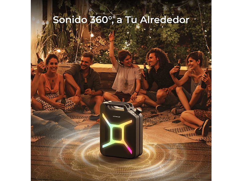 Altavoz de gran potencia  - Go - Con Iluminación RGB, Resistente Salpicaduras, Portátil ULTIMEA, Negro — foto 5