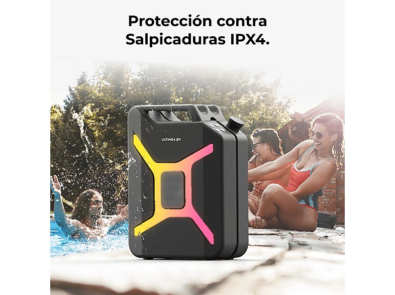 Altavoz de gran potencia  - Go - Con Iluminación RGB, Resistente Salpicaduras, Portátil ULTIMEA, Negro — foto 7
