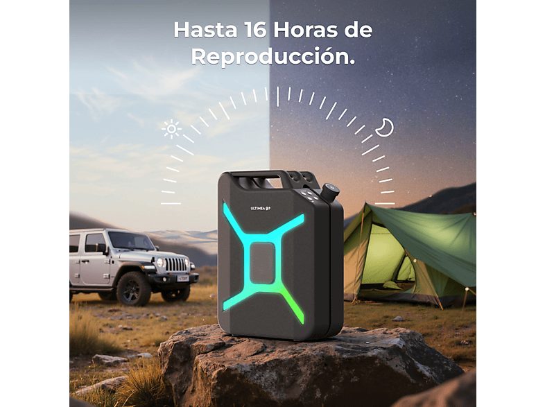 Altavoz de gran potencia  - Go - Con Iluminación RGB, Resistente Salpicaduras, Portátil ULTIMEA, Negro — foto 8