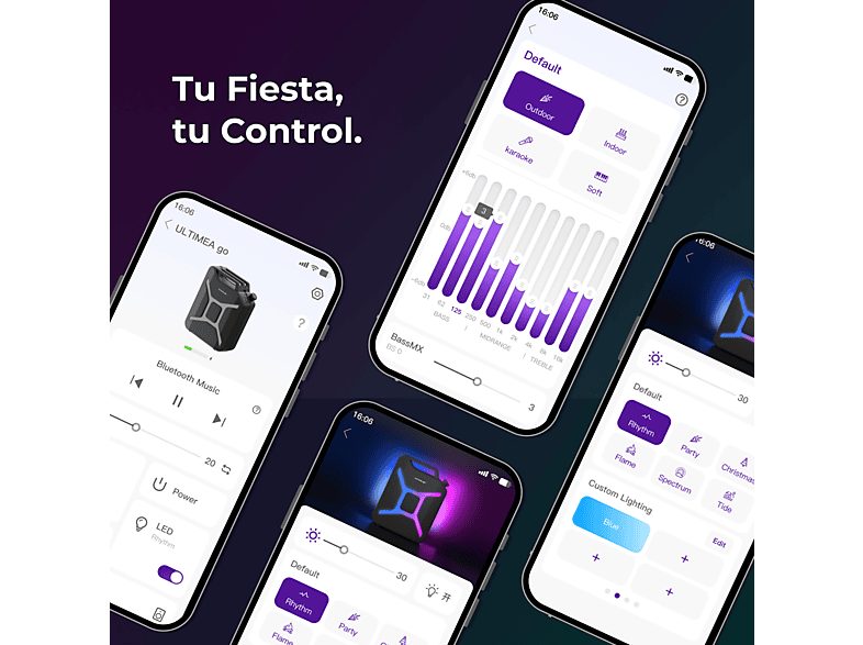 Altavoz de gran potencia  - Go - Sonido Surround 360°, Iluminación RGB, Exteriores ULTIMEA, Azul — foto 9