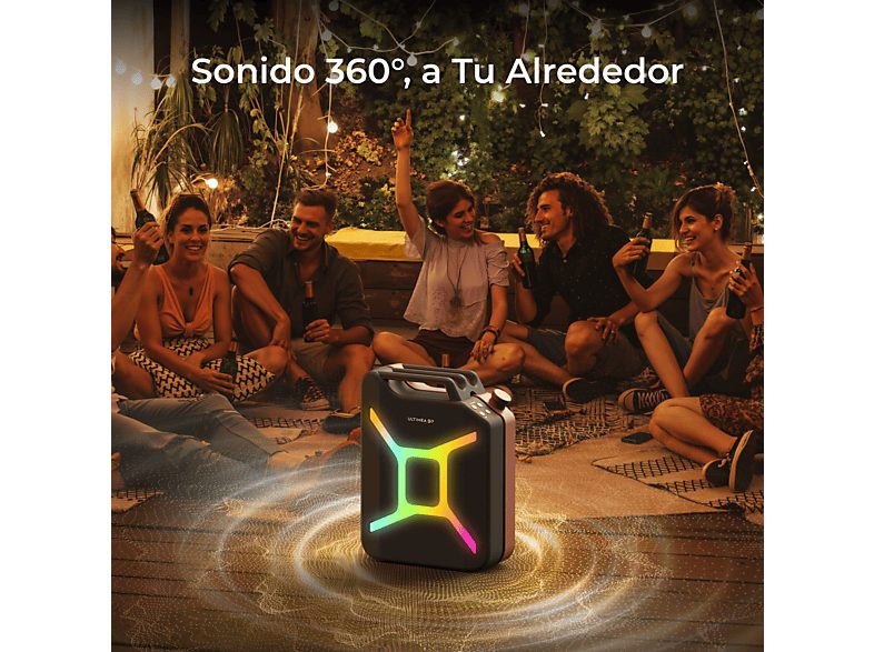 Altavoz de gran potencia  - Go - Sonido Surround 360°, Iluminación RGB, Exteriores ULTIMEA, Rojo — foto 3