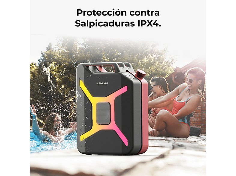 Altavoz de gran potencia  - Go - Sonido Surround 360°, Iluminación RGB, Exteriores ULTIMEA, Rojo — foto 6