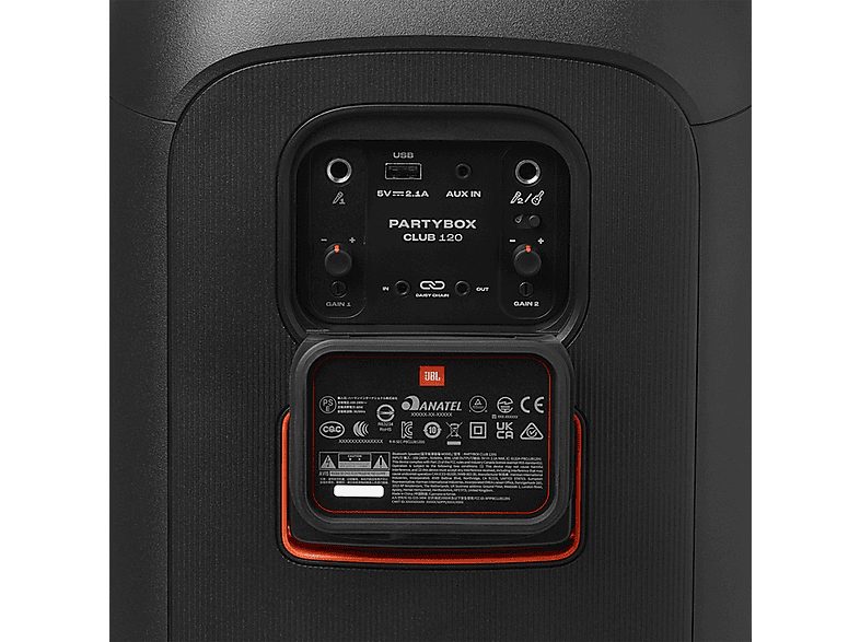 Altavoz de gran potencia - JBL PartyBox Club 120, Portátil para fiestas, Asa plegable, Bluetooth, Resistente salpicaduras, Autonomía 12h, 160W, Negro — foto 5
