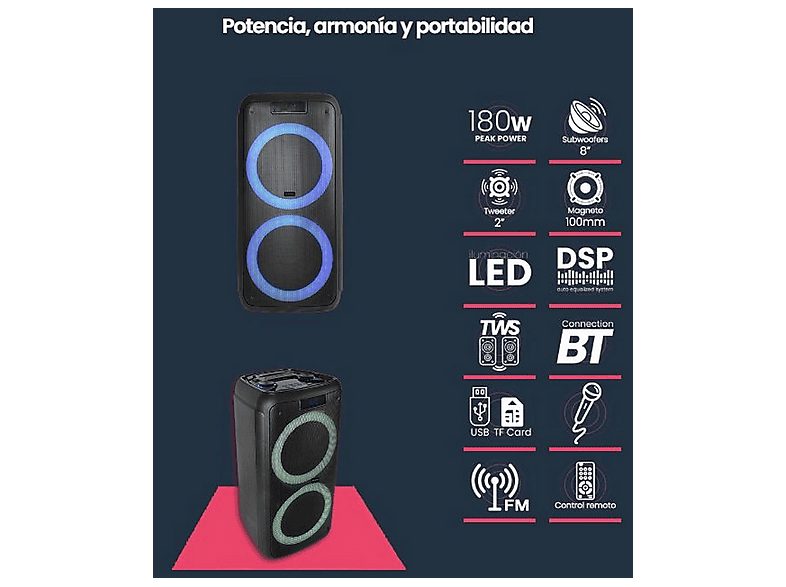 Altavoz de gran potencia  - Party EQ20 INFINITON, Negro — foto 5