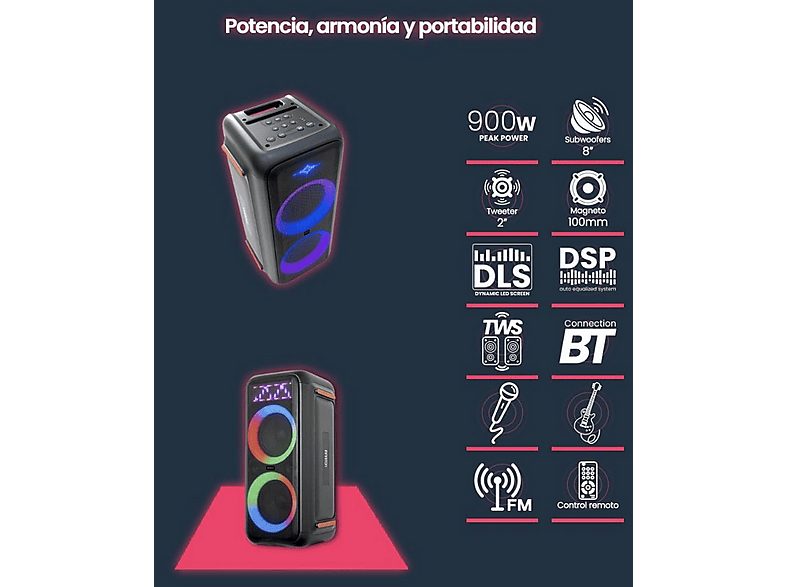 Altavoz de gran potencia  - Party EQ60 INFINITON, Negro — foto 5