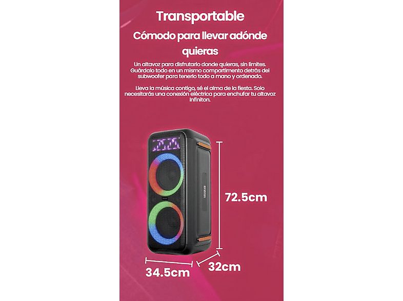 Altavoz de gran potencia  - Party EQ60 INFINITON, Negro — foto 7
