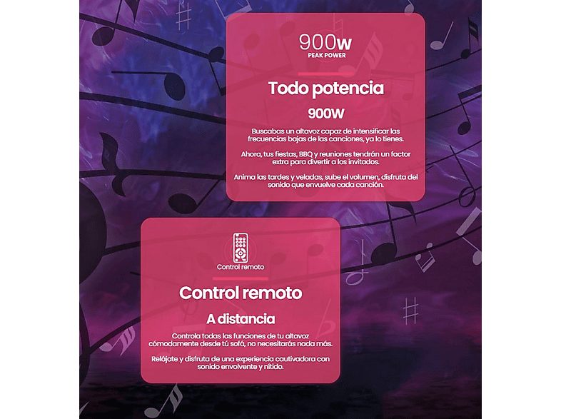 Altavoz de gran potencia  - Party EQ90 INFINITON, Negro — foto 4