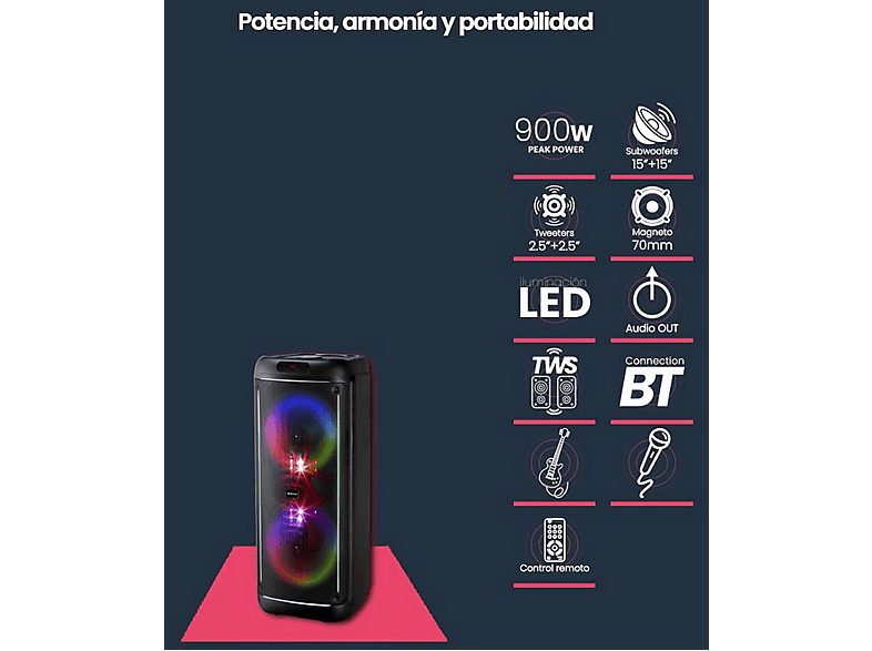 Altavoz de gran potencia  - Party EQ90 INFINITON, Negro — foto 5