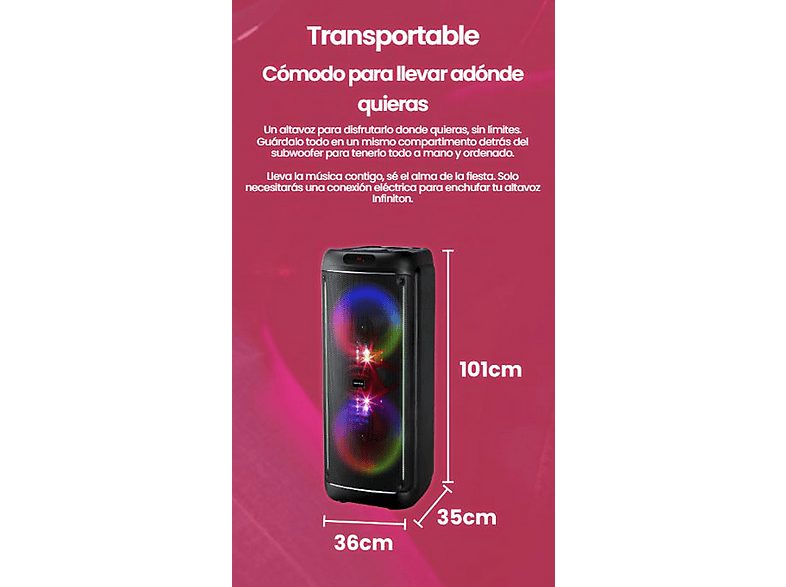 Altavoz de gran potencia  - Party EQ90 INFINITON, Negro — foto 6