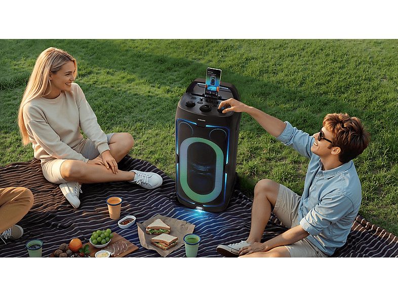 Altavoz de gran potencia - Samsung MX-ST40F/ZF, Portátil para fiestas, Asa de transporte y ruedas, Iluminación personalizable, Aut 12h, 160 W, Negro — foto 10