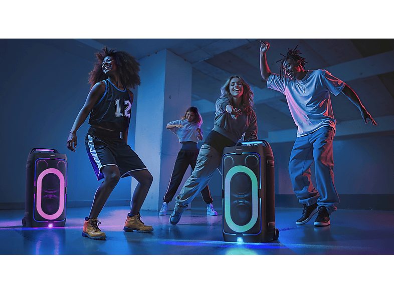 Altavoz de gran potencia - Samsung MX-ST40F/ZF, Portátil para fiestas, Asa de transporte y ruedas, Iluminación personalizable, Aut 12h, 160 W, Negro — foto 7