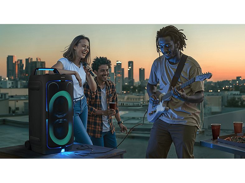 Altavoz de gran potencia - Samsung MX-ST40F/ZF, Portátil para fiestas, Asa de transporte y ruedas, Iluminación personalizable, Aut 12h, 160 W, Negro — foto 8
