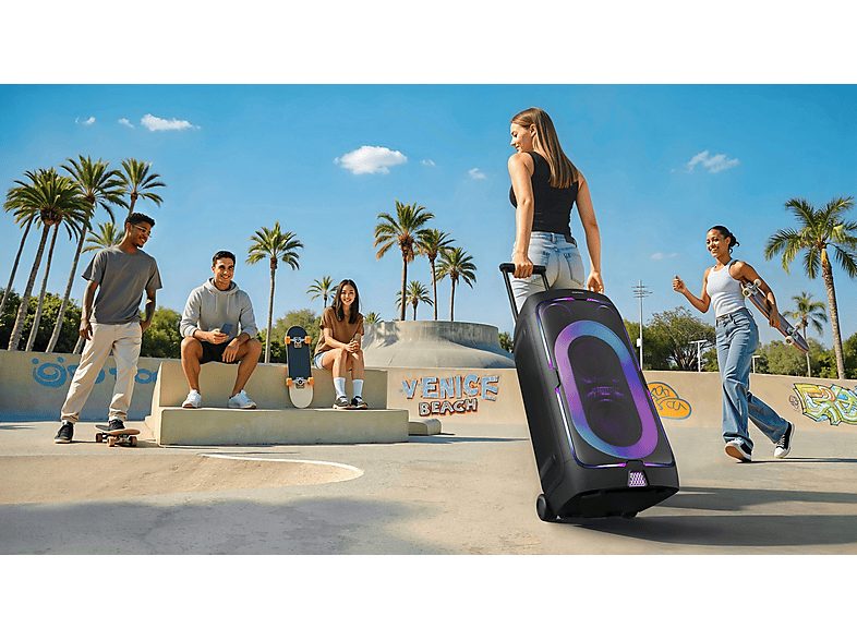 Altavoz de gran potencia - Samsung MX-ST50F/ZF, Portátil para fiestas, Asa de transporte y ruedas, Iluminación personalizable, Aut 18h, 240 W, Negro — foto 11