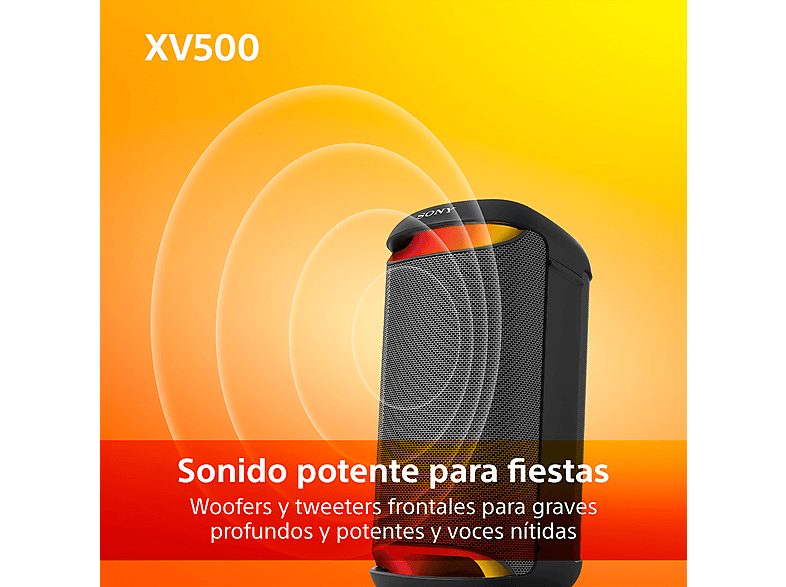 Altavoz de gran potencia - Sony SRS-XV500B, Inalámbrico para fiestas, Sonido potente, MEGA BASS, 25h batería, Portátil, Bluetooth, Karaoke y Guitarra — foto 2