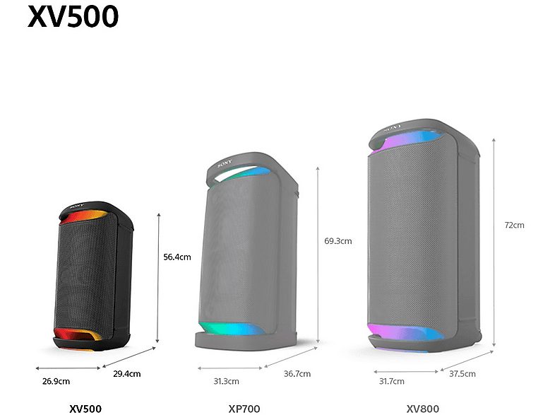 Altavoz de gran potencia - Sony SRS-XV500B, Inalámbrico para fiestas, Sonido potente, MEGA BASS, 25h batería, Portátil, Bluetooth, Karaoke y Guitarra — foto 7