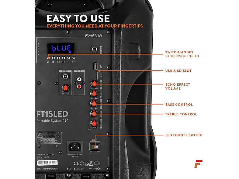 Altavoz de suelo  - FT15LED FENTON, Negro — foto 7