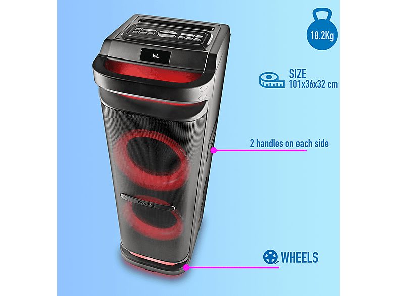 Altavoz de suelo - NGS WILD SPACE 3, 800, 1 canales, Bluetooth, Negro — foto 4