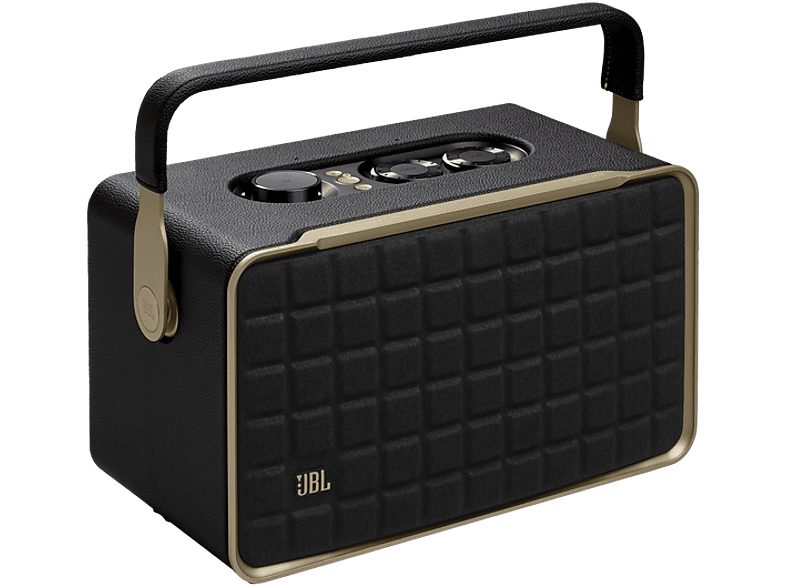 Altavoz estéreo - JBL Authentics 300, 100W, Bluetooth, Wi-Fi, asistentes de voz Google y Alexa, batería con autonomía 8h, diseño retro, Negro