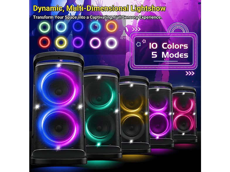 Altavoz gran potencia  - Partycore Enigma  160 W Party-Musikbox mit 103 dB Klang MANIKE, Black — foto 3