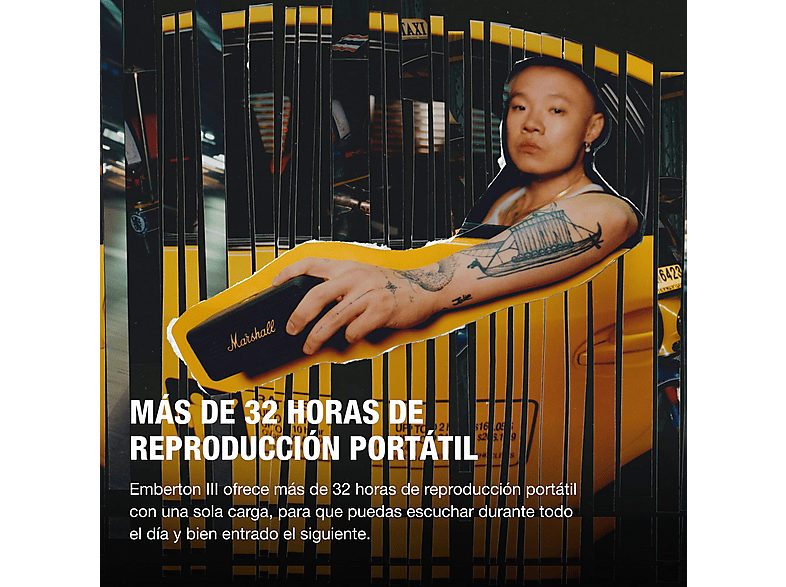 Altavoz inalámbrico - Marshall EMBERTON III, 76 W, Bluetooth, Autonomía 32 h, Micrófono, Black and Brass — foto 4