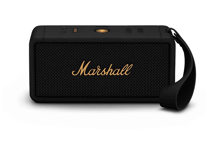 Altavoz inalámbrico - Marshall Middleton  Black and Brass, 15 W, Bluetooth 5.1, Autonomía 20 h, Negro