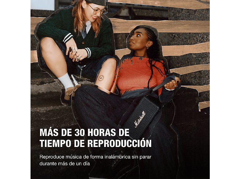 Altavoz inalámbrico - Marshall Middleton II, Bluetooth, 30 h Autonomía, Micrófono integrado, IP67, Black and Brass — foto 2