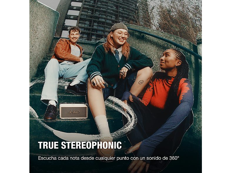 Altavoz inalámbrico - Marshall Middleton II, Bluetooth, 30 h Autonomía, Micrófono integrado, IP67, Crema — foto 3