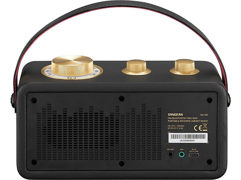 Altavoz inalámbrico - SANGEAN RA-101 Black Gold, 10 W, Bluetooth, Negro — foto 4