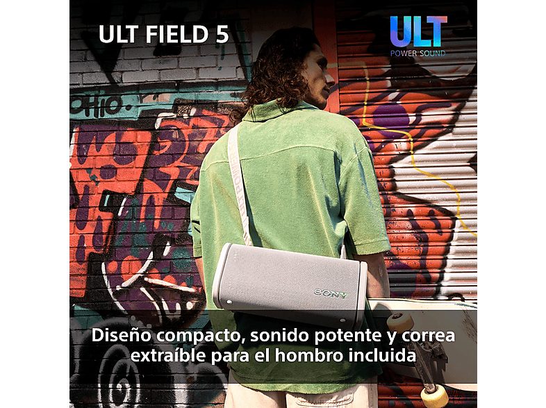 Altavoz inalámbrico - Sony ULT FIELD 5 (SRSULT50B), Bluetooth portátil, ULT POWER SOUND, 25 h, IP67, Resistente al agua, Correa, Con luces, Negro — foto 5