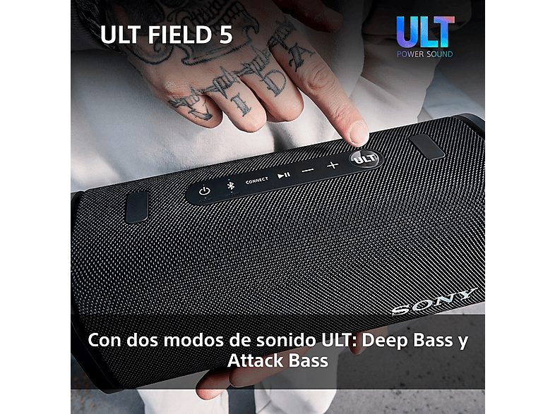 Altavoz inalámbrico - Sony ULT FIELD 5 (SRSULT50W), Bluetooth portátil, ULT POWER SOUND, 25 h, IP67, Resistente al agua, Correa, Con luces, Blanco — foto 4