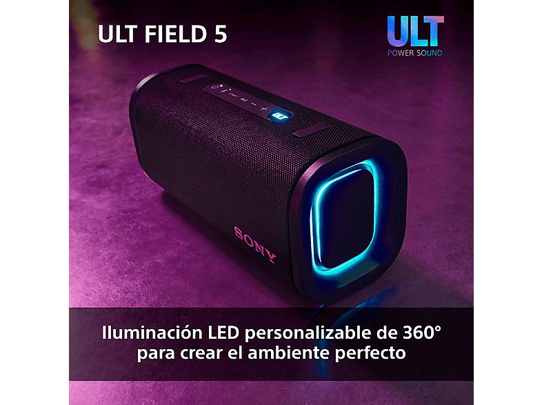 Altavoz inalámbrico - Sony ULT FIELD 5 (SRSULT50W), Bluetooth portátil, ULT POWER SOUND, 25 h, IP67, Resistente al agua, Correa, Con luces, Blanco — foto 7