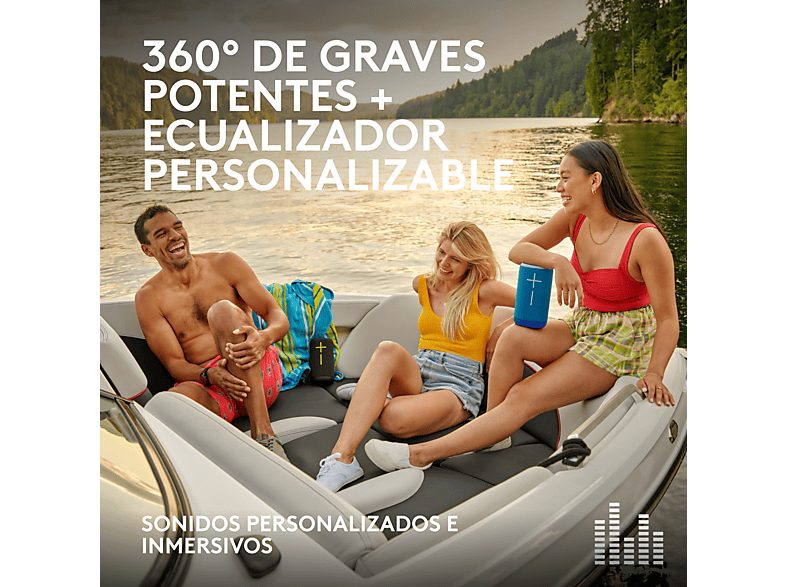 Altavoz inalámbrico - Ultimate Ears Everboom, Bluetooth, NFC, Sonido 360°, Ecualizador personalizable, 20h de batería, 84/85 dBC, Emparejable, Azul — foto 2