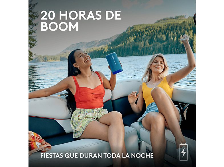 Altavoz inalámbrico - Ultimate Ears Everboom, Bluetooth, NFC, Sonido 360°, Ecualizador personalizable, 20h de batería, 84/85 dBC, Emparejable, Azul — foto 3