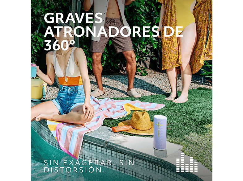 Altavoz inalámbrico - Ultimate Ears Megaboom 4, Bluetooth, Sonido 360°, 81/91 dBC, Certificación IP67, Emparejable, PartyUp, 20hs batería, Negro — foto 7