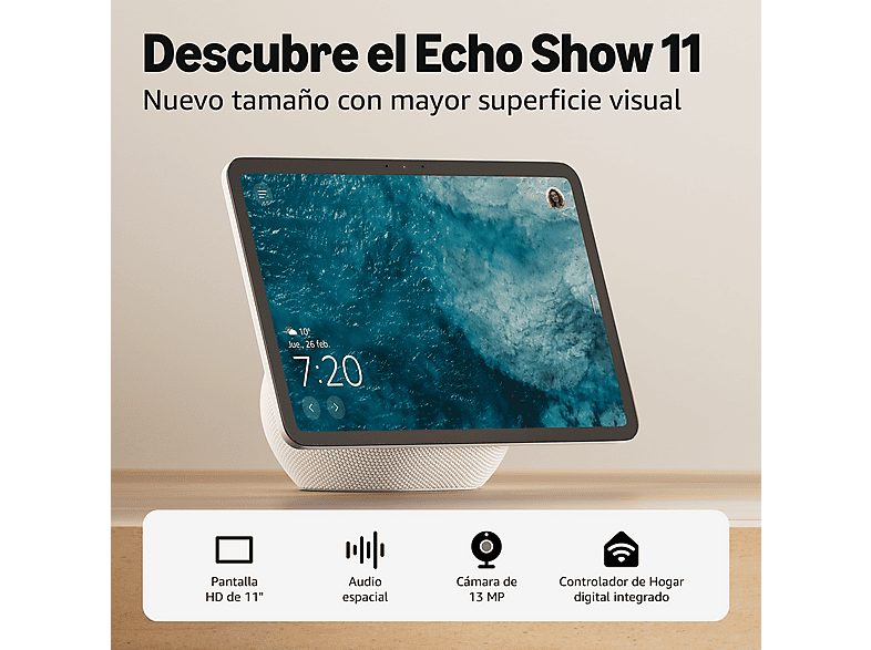 Altavoz inteligente - Amazon Echo Show 11, Pantalla Táctil Full HD 11.95”, Cámara de 13 MP, Blanco glaciar — foto 2