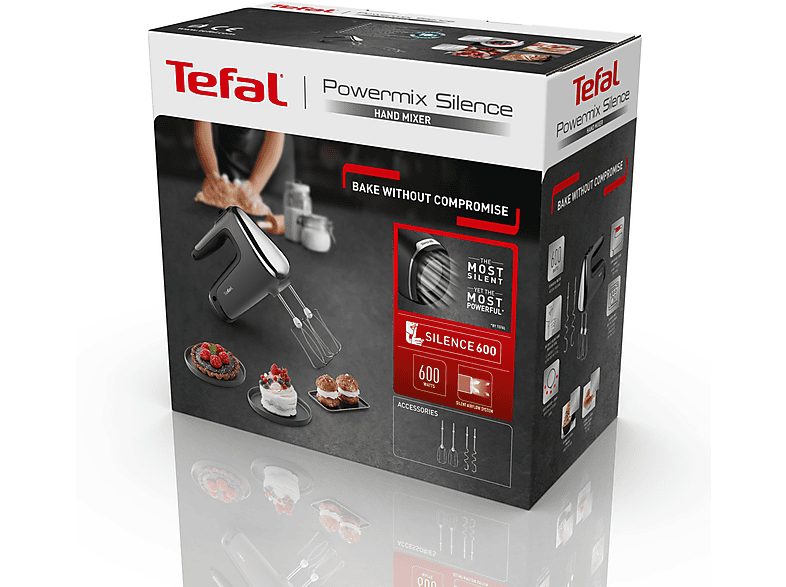 Amasadora de mano - TEFAL HT650E, 600 W, Totalmente variable velocidades, Plata — foto 5