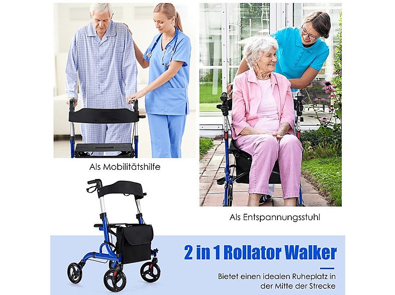 Andador con ruedas - NORTHIO 34429, Azul — foto 3