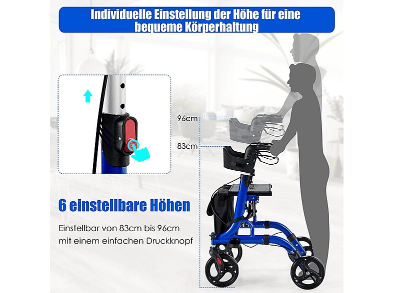 Andador con ruedas - NORTHIO 34429, Azul — foto 4