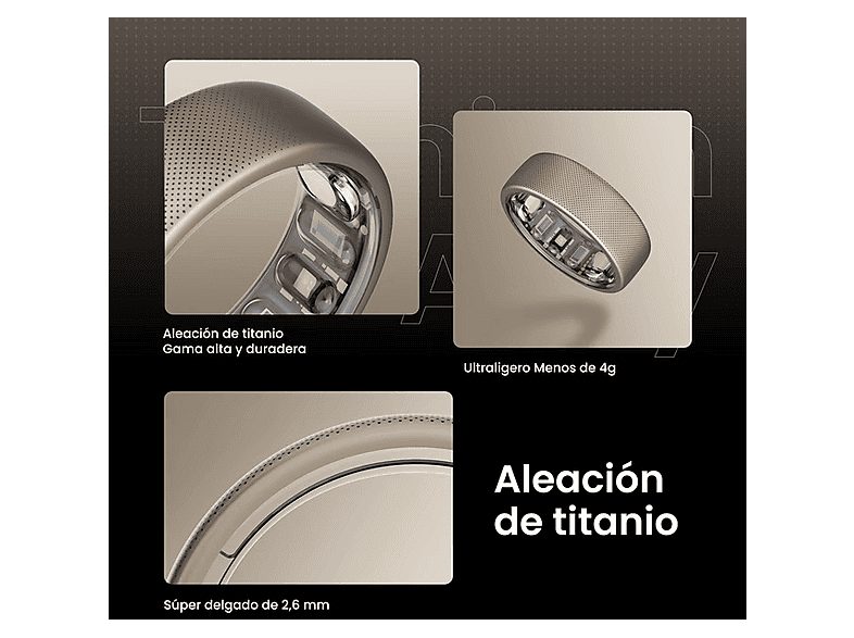 Anillo inteligente - Amazfit Helio Ring, 16.5 mAh, Talla 8, 10 ATM, 4 días Autonomía, Titanio — foto 5